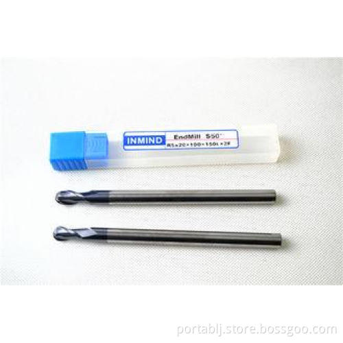 Spiral TiAlN coated Ball Nose End Mills , Long Shank Long R